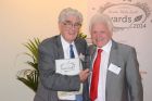Roy Lancaster presents Christopher Brickell with the Garden Media Guilds Lifetime Achievement Award