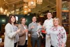 L-R Lucy and Jean Nixon, Shane Hinkley, head chef James Feuer and catering manager Lisa Billman. 